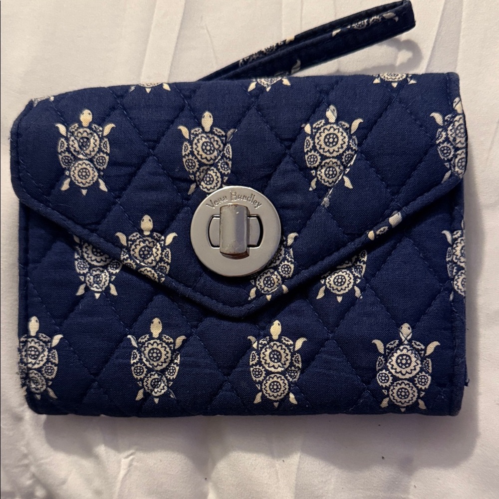 Vera Bradley Navy Quilted Clutch with Turtle Design